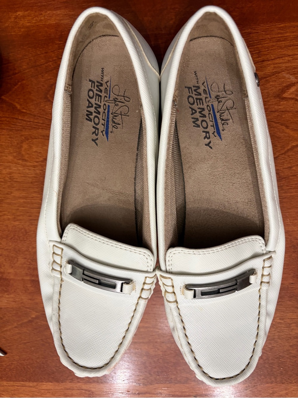 Lifestride Memory Foam White Driving Loafers